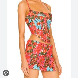 Miaou Micro Mini Skirt - Parisian Flower Rouge